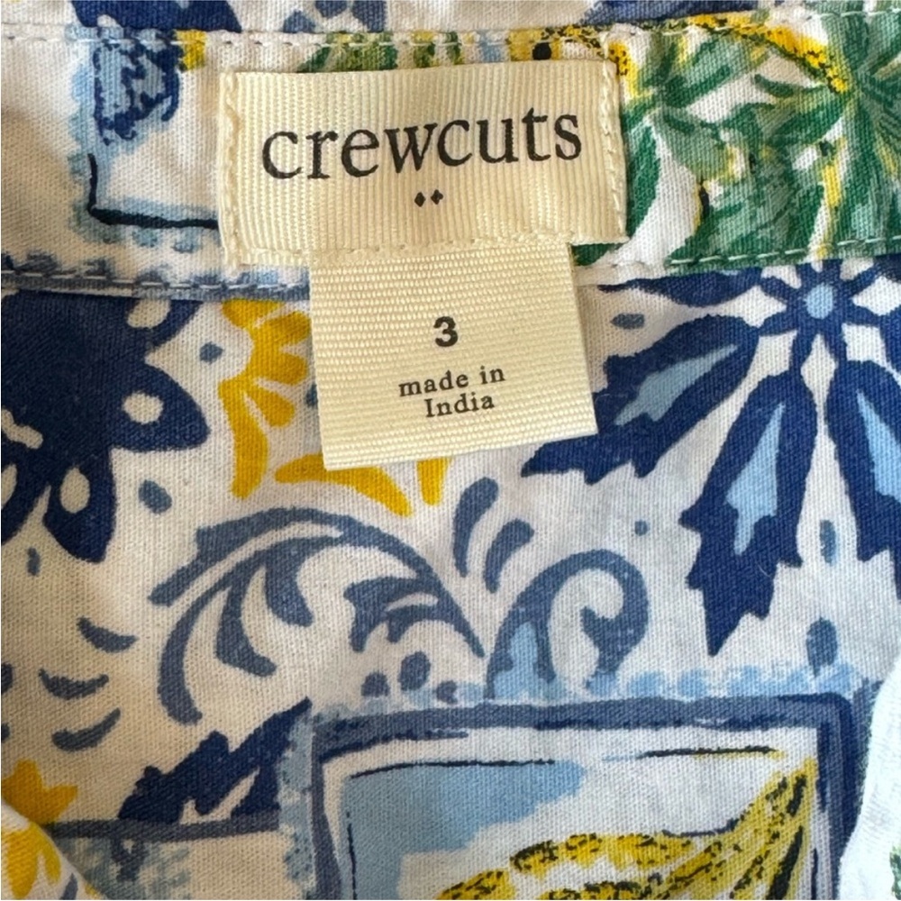 Crewcuts by J.Crew Girls Dress Size 3 – Blue Yellow Lemon Tile Print - Picture 5 of 9